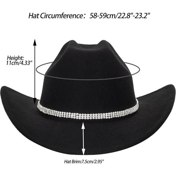 Felt Western Cowboy Hat Unisex Adjustable Band for Outdoor Dress Up main image 6